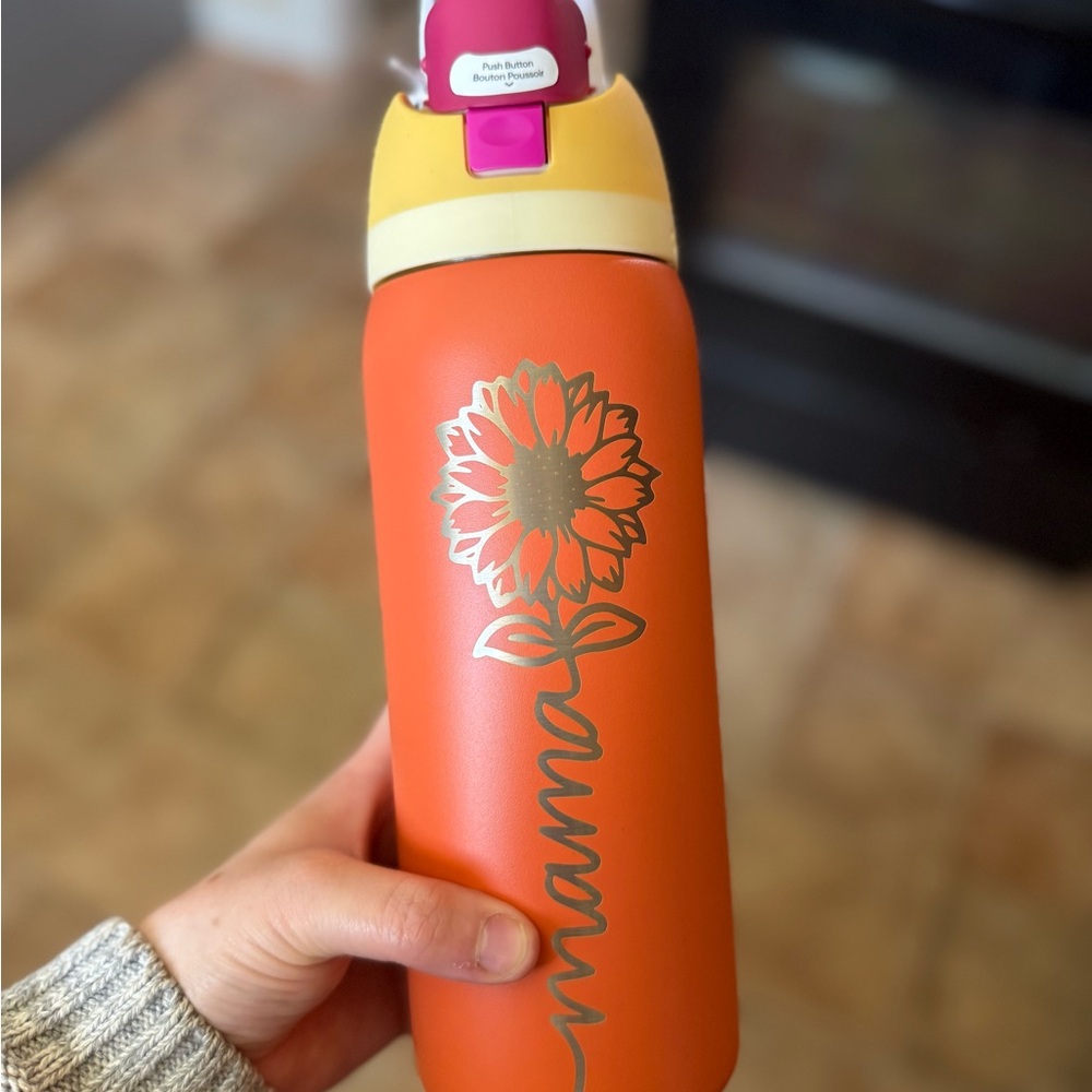 Awala Orange Floral Water Bottle